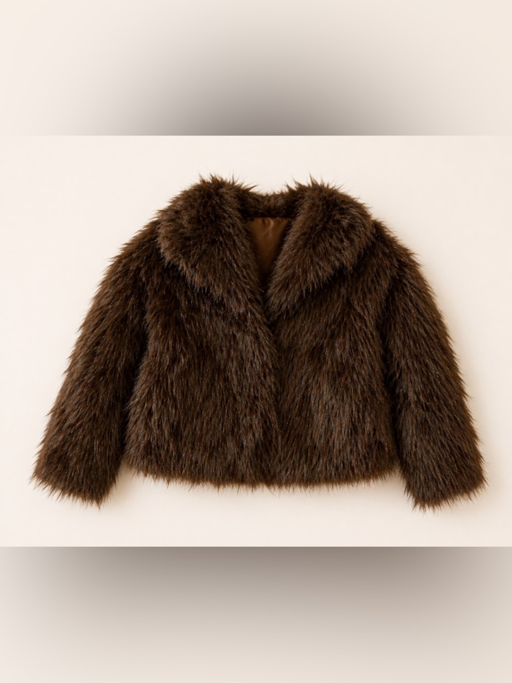 Girls Brown Faux Fur Jacket Size 4T Toddler Shaggy Plush Coat Soft Cozy Winter
